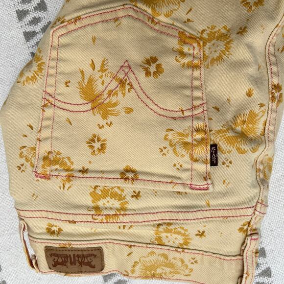 Levi's Perfectly Slimming 512 Straight Leg Jeans Women's 14 Floral Print Yellow - Picture 14 of 14